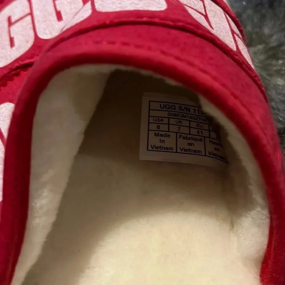 UGG Men's Red fur Scuff  Slipper Sz 8 - Picture 8 of 12